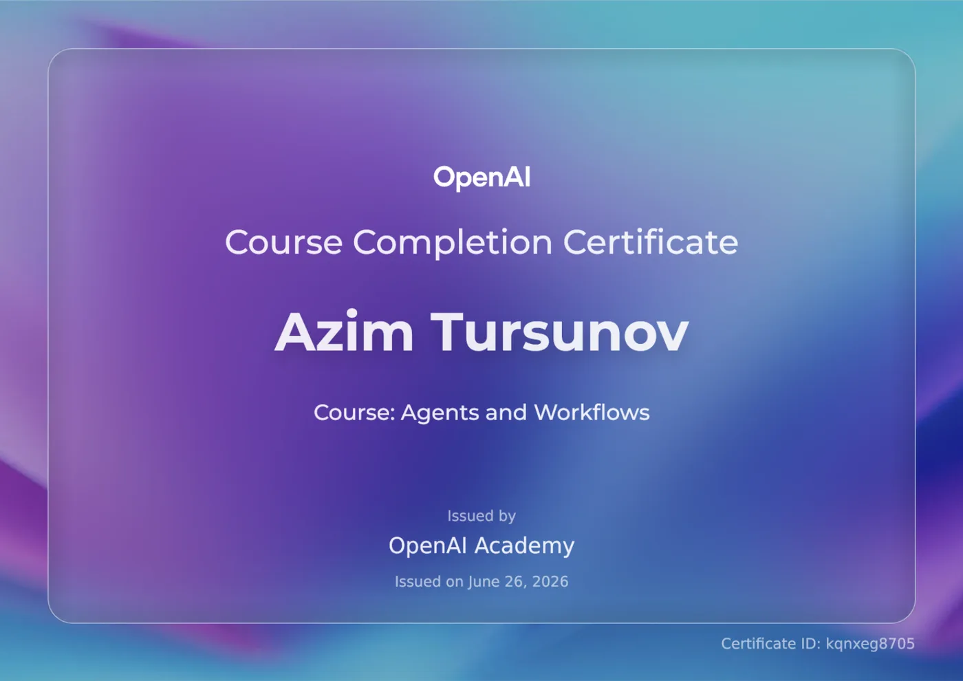 Сертификат OpenAI Academy — Agents and Workflows