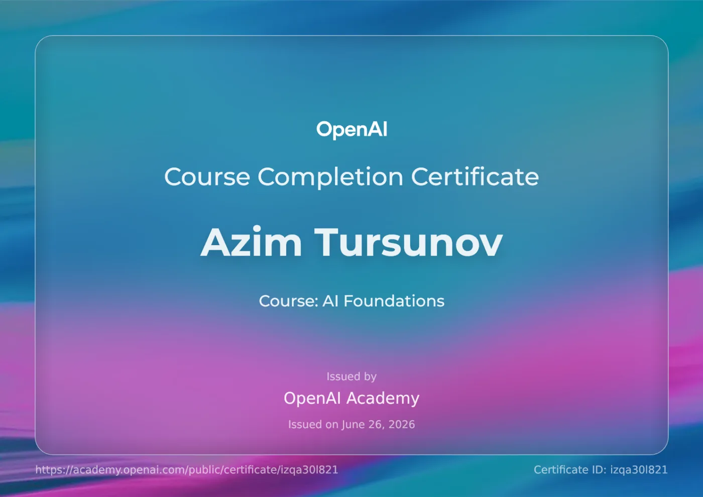 Сертификат OpenAI Academy — AI Foundations